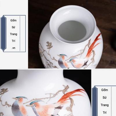 BÌNH VẼ TAY HỌA TIẾT CHIM – HOA TỬ ĐẰNG